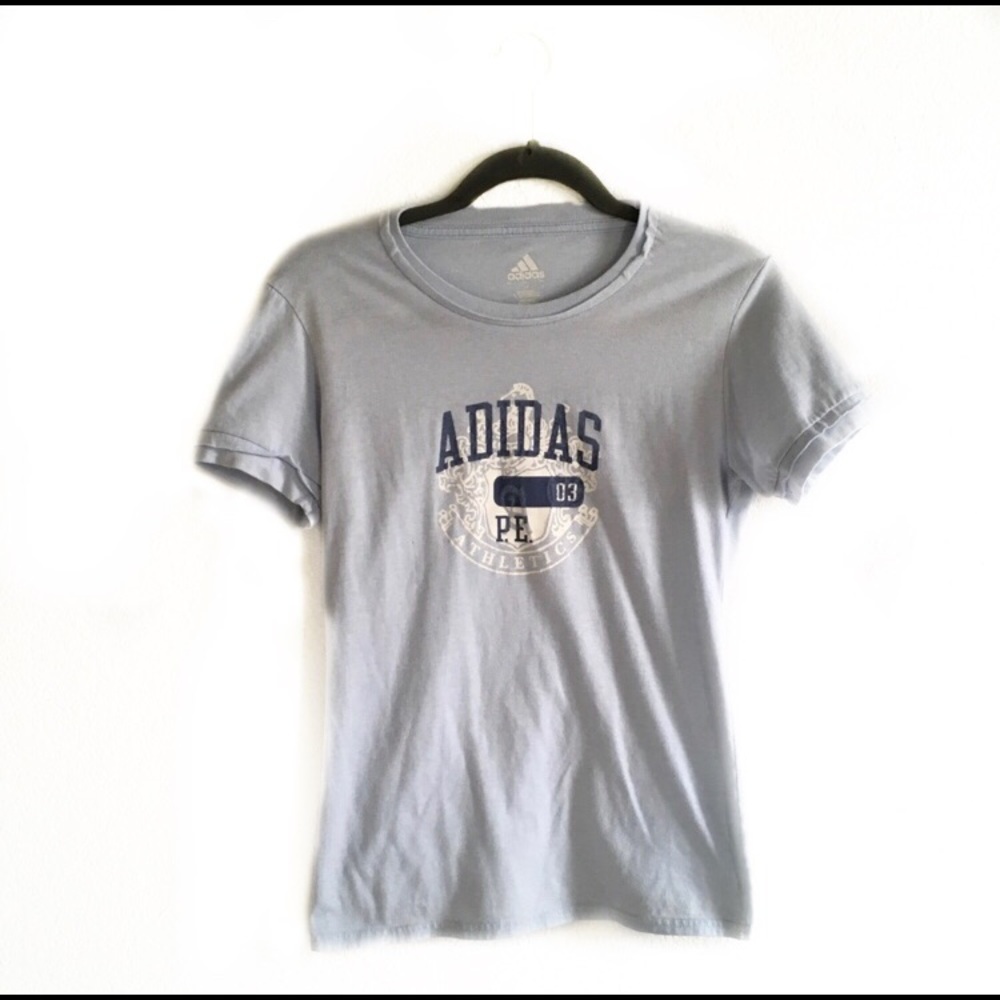Adidas Baby Blue Graphic Tee size small